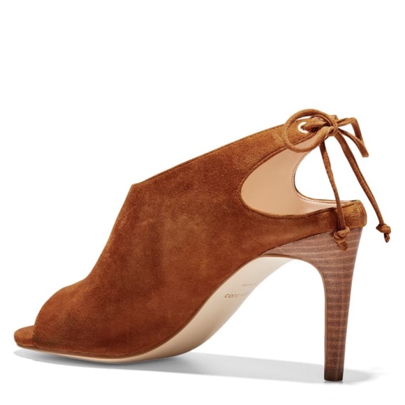 Cole Haan Emmett Ch British Tan Brown Suede Pumps Sandal Stiletto Heel Shoes - Picture 2 of 15